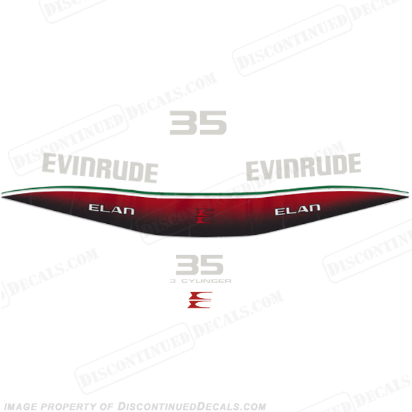 Evinrude 35hp ELAN Decal Kit - 1997 INCR10Aug2021