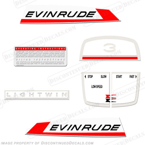 Evinrude 1967 3hp Lightwin Decal Kit INCR10Aug2021