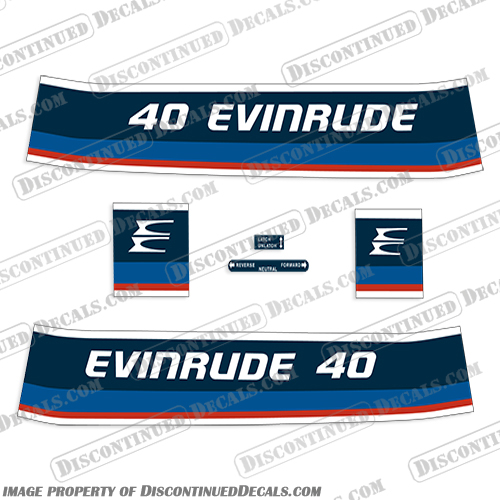 Evinrude 1975 40hp Decal Kit Evinrude, Evin, Rude, 1975, 40, 40hp, hp, horsepower, horse, power, decal, decals, kit