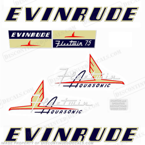 Evinrude 1954 7.5hp Decal Kit INCR10Aug2021