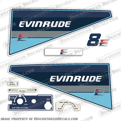 Evinrude 1985 8hp Decal Kit Evinrude, 1985, 8, 8hp, 8 hp, decal, decals, kit, 