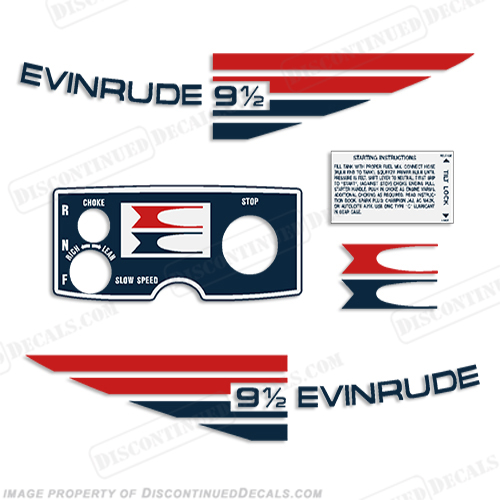 Evinrude 1973 9.5hp Decal Kit INCR10Aug2021