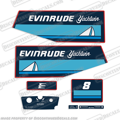 Evinrude 1983 8hp Decal Kit  evinrude, 7.5, 75, 7, 8, evinrude_decals_7.5_hp_outboard_motor_1983, 83, 1983, 2cyl, 2, cyl, E, 0186, 233, E0186223, INCR10Aug2021