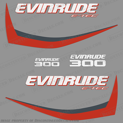 Evinrude E-Tec 300hp G1 Outboard Motor Engine Decal Kit - Any Color! Evinrude, E tec, etec, 300, 300hp, G1, Outboard, Motor, Engine, Decal, Decals, Kit, Any Color, Custom Color