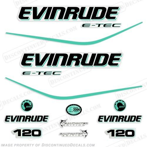 Evinrude 120hp E-Tec Decal Kit - Aqua 120, etec, INCR10Aug2021