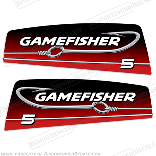 Gamefisher 5hp Hook Outboard Decal Kit (1999-2000) game, fisher, outboard, hook, motor, engine, sticker, decal, set, kit, 99, 00, 5, game fisher, INCR10Aug2021
