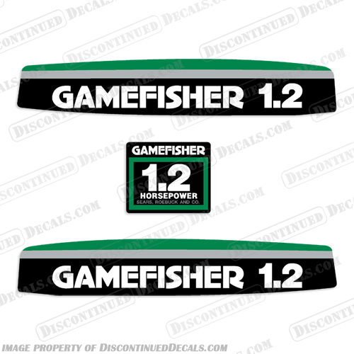 Gamefisher 1.2hp 1977 Outboard Decal Kit gamefisher, game, fisher, 1.2, hp, 1.2hp, 1.2 hp, 1977, outboard, decals, stickers, kit, engine, 