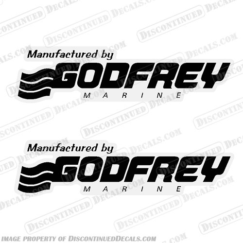 Manufactured By Godfrey Marine Pontoon Boat Logo Decals - Any Color!   by godfrey, INCR10Aug2021, godfrey, marine, boats, fun, deck, boat, decal, set, of, two, decals, for, hurricane, fun, deck, etc