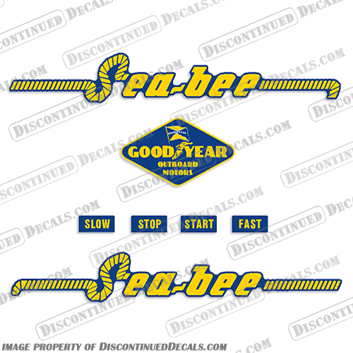 Sea-Bee Goodyear 5hp 2G3 Outboard Motor Boat Engine Decals 1947-1948 goodyear, decals, sea, bee, 5hp, 1951, 1952, 1953, 1947, 1948 outboard, motor, stickers, decal, set, 2g3, 2G3