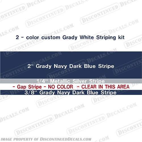 Grady White Custom Striping  grady, white, gradywhite, striping, custom, 2, 3, color, stripes, navy, dark, blue, silver, boat, pinstripe,