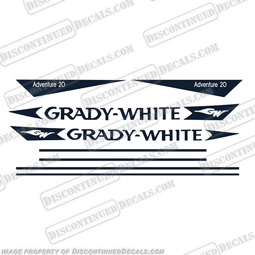 Grady White Adventure 20 Decal Kit  grady, white, adventure, 20, 1990, 90s, cabin, hull, decal, kit, set