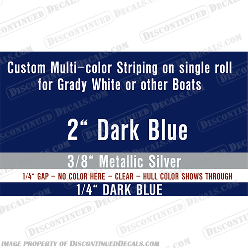 Grady White Custom Striping - Dark Blue grady, white, gradywhite, striping, custom, 2, 3, color, stripes, navy, dark, blue, silver, boat, pinstripe,