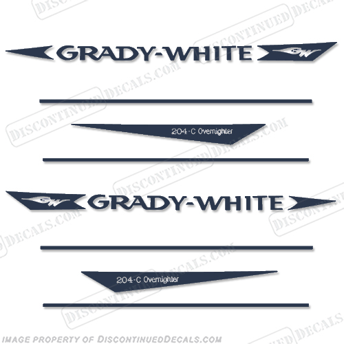Grady White Overnighter 204-C Decal Kit over nighter, overnight, over, nighter, INCR10Aug2021