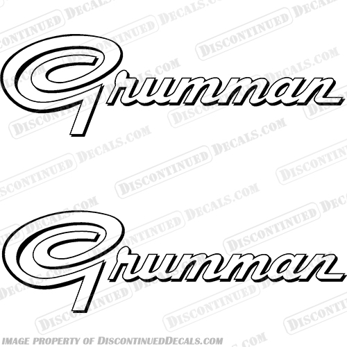 Grumman Boat Decals - Style 2 - (Set of 2)  grumman, boat, decal, decals, stickers, style, 2, style 2, outboard, motor, engine, name