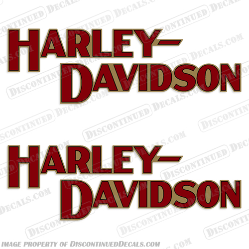 Harley Davidson Fuel Tank Decals (Set of 2) - Style 30 Harley, Davidson, Harley Davidson, 30, thirty, red, gold, black