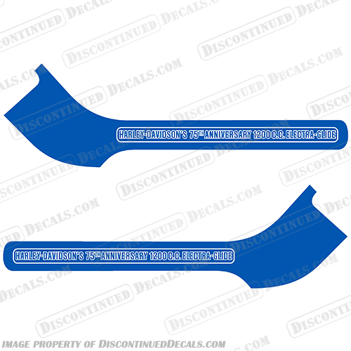 Harley-Davidson 75th Anniversary 1200 CC Fender Decal Kit  (Set of 2)  Blue / White harley, davidson, 75, 75th, anniversary, decal, sticker, fender, kit, set, decals, blue, white, motorcycle, bike, 