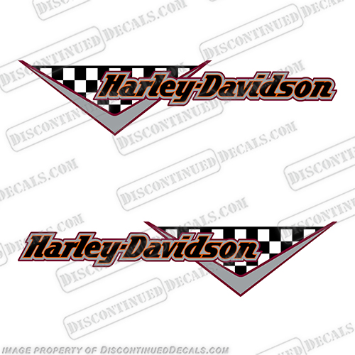 Harley Davidson Checkered SILVER Gas Tank Decals (Set of 2) harley, harley davidson, harleydavidson, check, INCR10Aug2021