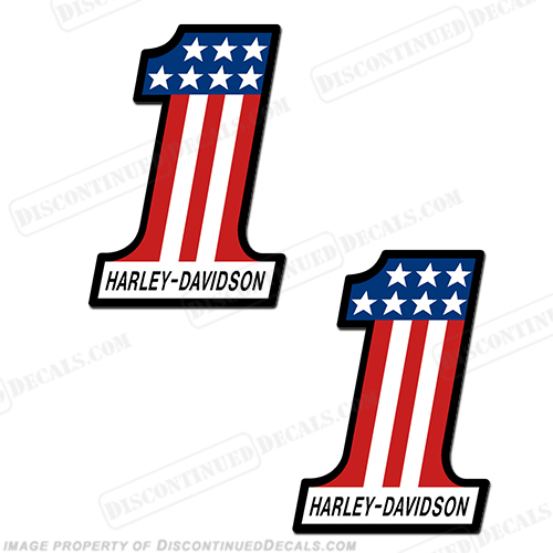 AMF 1 Harley-Davidson #1 Decal - Set of 2 Harley decals 1, harley, davidson, one, INCR10Aug2021, Harley, AMF, amf, harley-davidson, 