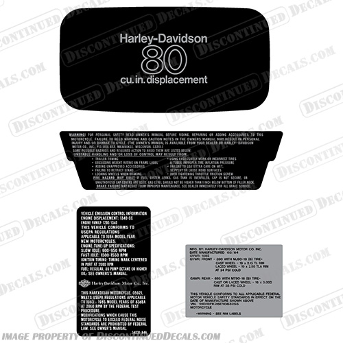 Harley Davidson FXSB Low Rider Information Decals - 1984 Harley, Davidson, Harley Davidson, frame, harley-davidson, harley_davidson, motorcycle, bike, emissions, emission, decal, sticker, air, filter, fxsb, displacement, vin, low, rider, 1984