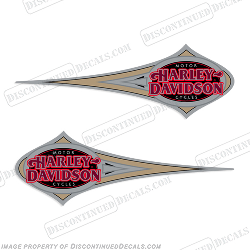 Harley-Davidson Heritage Softail Decals Silver/Gold (Set of 2) - 1996  Harley, Davidson, Harley Davidson, soft, tail, 1996, 96, softtail, soft-tail, harley-davidson, silver, gold, tank, emblem, logo, decal, INCR10Aug2021