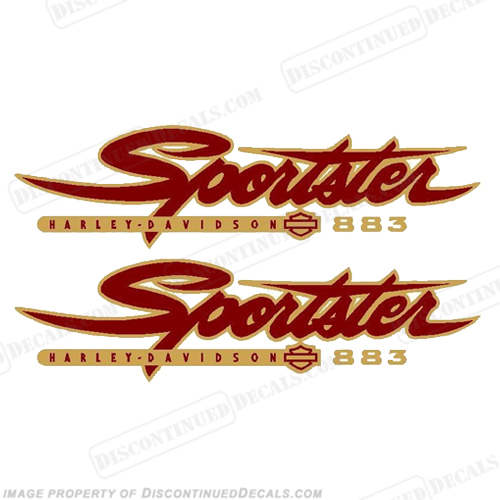 Harley Davidson Sportster 883 Decals (Set of 2) - 2 Color! harley, davidson, portster, 883, decals, stickers, set, of, 2, color, any, choice, fuel, tank, motorcycle, 