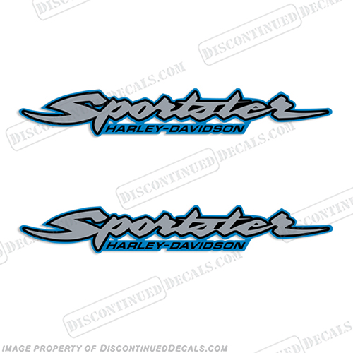 Harley Davidson Sportster Xl883 Decals Blue Set Of 2