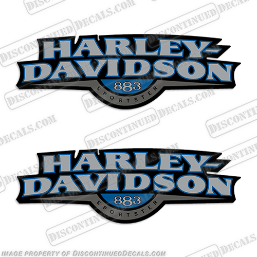 Harley Davidson Sportster 883 Decals Blue/Black (Set of 2)  2008 2009 2010 harley, harley davidson, harleydavidson, fuel, 92, 93, 92, 92, 93, 93, 1992, 1993, fat, boy, sport, sportster, 883, 1448095, 2008, 2009, 2010, harley, davidson, sportster, xl883l, xl883, 883l, silver, blue, 13304-08 