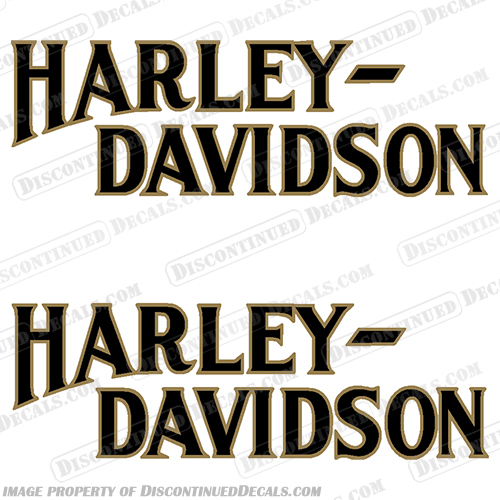 Harley-Davidson Fuel Tank Motorcycle Decals (Set of 2) - Style 14 FXEF Low Rider FXS - Black & Gold Harley, Davidson, harley davidson, black, gold, fxef, style 14,  soft, tail, 1991, 91, 1992, 92, 1993, 93, 1994, 94, wr,k,r, harleydavidson, flsti, flstfi, flstc, fat, boy, fuel, tank, decals, decal, emblem, logo, fxe, 1985, fxef, low, rider, INCR10Aug2021
