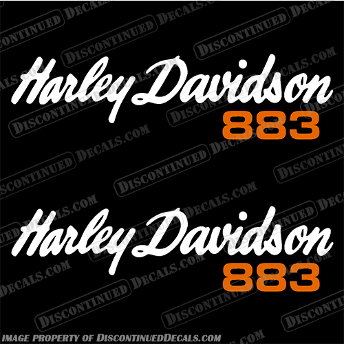 Harley Davidson Sportster XL 883 1988 Decals White / Orange (Set of 2)  harley, harley davidson, harleydavidson, fuel, xl, 1988, 88, fat, boy, sport, sportster, 883, 1448095, Orange, white