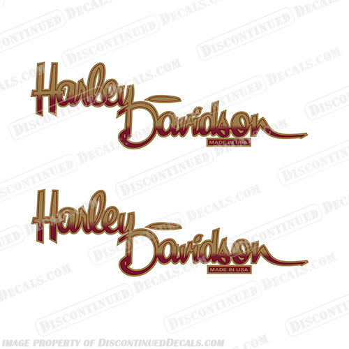 Harley-Davidson Fuel Tank Motorcycle Decals (Set of 2) - Style 13 (Red / Gold Metallic) harley davidson, harley, davidson, style 13, 14164-87, 14164