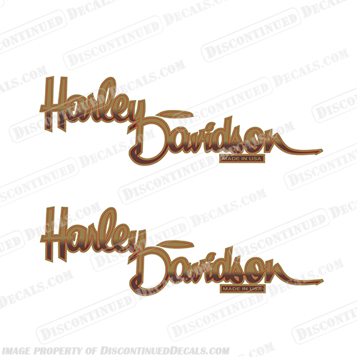 Harley-Davidson Fuel Tank Motorcycle Decals (Set of 2) - Style 13 (Red / Brown / Gold Metallic)  harley davidson, harley, davidson, style 13, 14164-87, 14164