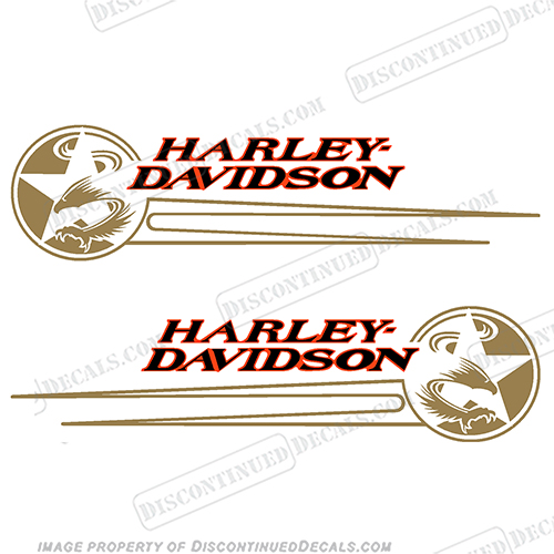 Harley Davidson Softail Gas Tank Decals -Gold/Orange (Set of 2) 1992-1993 harley, harley davidson, harleydavidson, fuel, 92, 93, 92, 92, 93, 93, 1992, 1993, fat, boy, soft, tail, softtail,INCR10Aug2021 