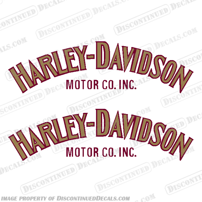 Harley-Davidson Fuel Tank Motorcycle Decals (Set of 2) - Style 1 - Burgundy and Gold harley, harley davidson, harleydavidson, style, 1, style 1,  burgundy, gold, motorcycle, motor, cycle, bike, engine, cover, decal, sticker, 