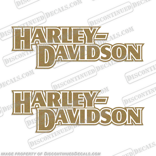 Harley Davidson Fuel Tank Decals (Set of 2) - Style 9 METALLIC GOLD / WHITE Harley, Davidson, Harley Davidson, nine, INCR10Aug2021, style, 9,