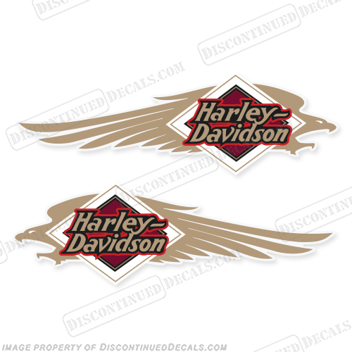 Harley-Davidson WINGS fuel tank decals Shovelhead Red & Gold
