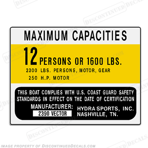 HydraSports 2390 Vector Decal - 12 Person hydra, sports, hydra-sports, hydrasport, hydrosport, hydrosports, hydro, sport, hydrosport, hs, 2390, dc, 2200, vector, old, new, logo, boat, manufacterer, neme, INCR10Aug2021