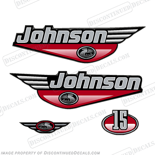 Johnson 15hp Decals - Red johnson, outboard, outboards, engine, motor, decal, kit, set, ocean, pro, red, 15, INCR10Aug2021