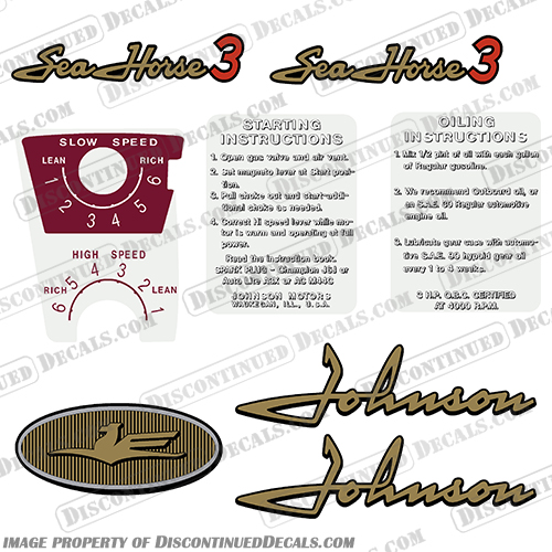 Johnson 1958 3hp Decals with Control Decal Choke Cutout Johnson, 1958, 3, 3hp, Decal, Decals, With, Control, Decal, Choke, Cutout