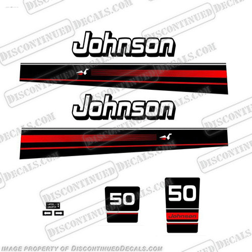 Johnson 50hp Decal Kit - 1990s johnson, 1995, 1996, 95, 96, outboard, engine, motor, sticker, decal, kit, set, 