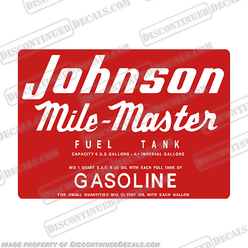 Johnson 'A' Gasoline Racing Stripe Vinyl Decals Sign Stickers Motor Oil