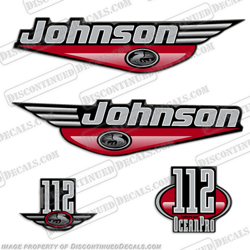Johnson 112 hp Ocean Pro Decals (Red) oceanpro, 112hp, 99, 2000, 01, INCR10Aug2021