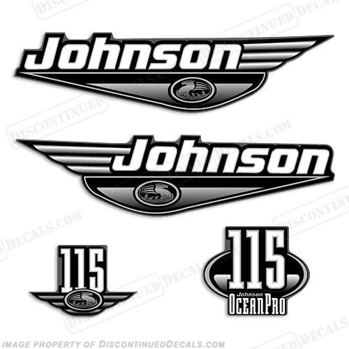 Johnson 115 hp Ocean Pro Decals (Black) oceanpro, 115hp, 99, 2000, 01, INCR10Aug2021