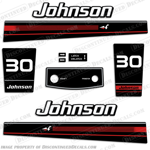 Johnson 30hp Decal Kit 1994 1995 1996  johnson, 30, 30hp, decal, kit, stickers, outboard, 1995, 95, decals, 1996, 96,  johnson, decals, hp, 1994, 1995 ,1996, outboard, motor, engine, decal, stickers