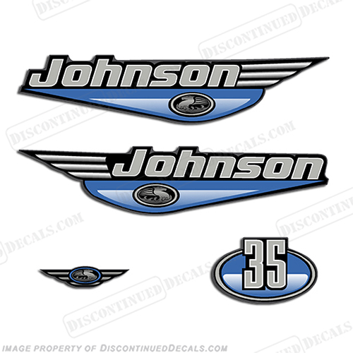 Johnson 35hp Decals - Blue 35, 2 stroke, ocean pro, ocean, pro, two, four, stroke, INCR10Aug2021