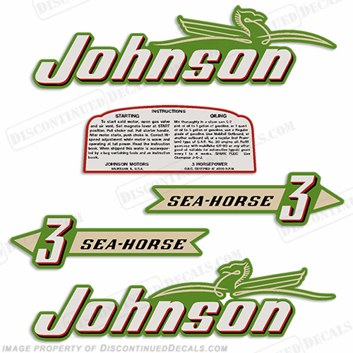 Johnson 1952 3hp Decals - Style B INCR10Aug2021