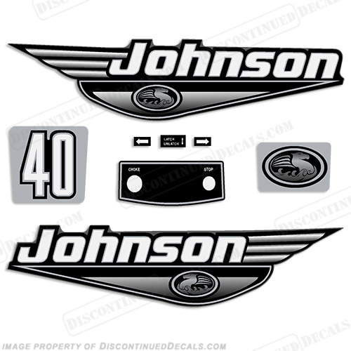 Johnson 40hp Decals - 1999 - 2000 - Black INCR10Aug2021