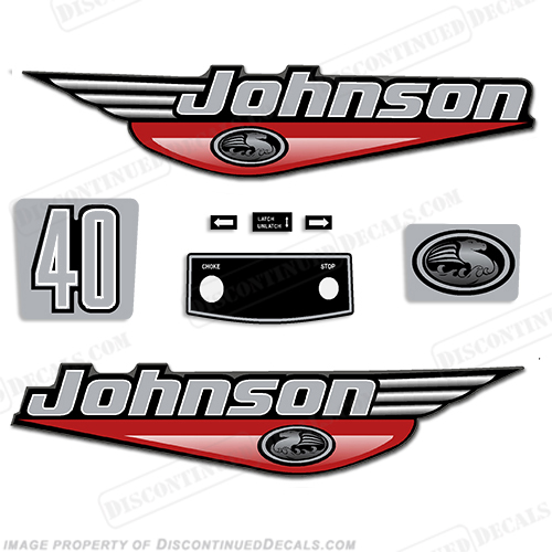 Johnson 40hp Decals - 1999 - 2000 - Red INCR10Aug2021