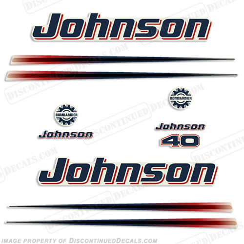 Johnson 40hp Two Stroke Decals - 2002 - 2006 twostroke, two-stroke, 40 hp, INCR10Aug2021