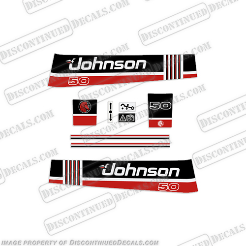 Johnson 50hp Sea Horse Decals - Early 1990s  johnson,decals,50,hp,1991,outboard,motor,stickers