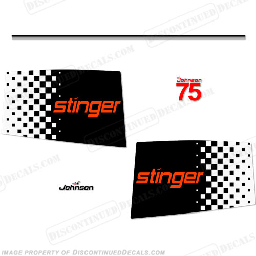 Johnson 1979 75hp Stinger Decals 79, 79, 75, johnson, stinger, decal, motor, engine, outboard, sticker, kit, set, INCR10Aug2021
